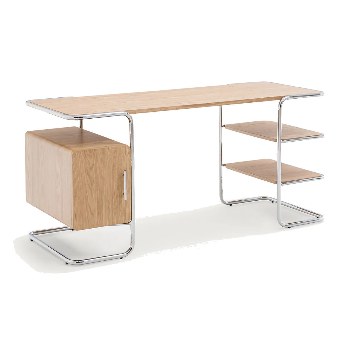 Emlyn Oak Veneer Tubular Desk, Length 155cm – image 1