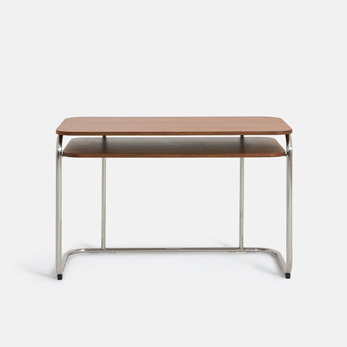 Marsso Walnut Veneer/Polished Steel Two-Tier Desk – image 3