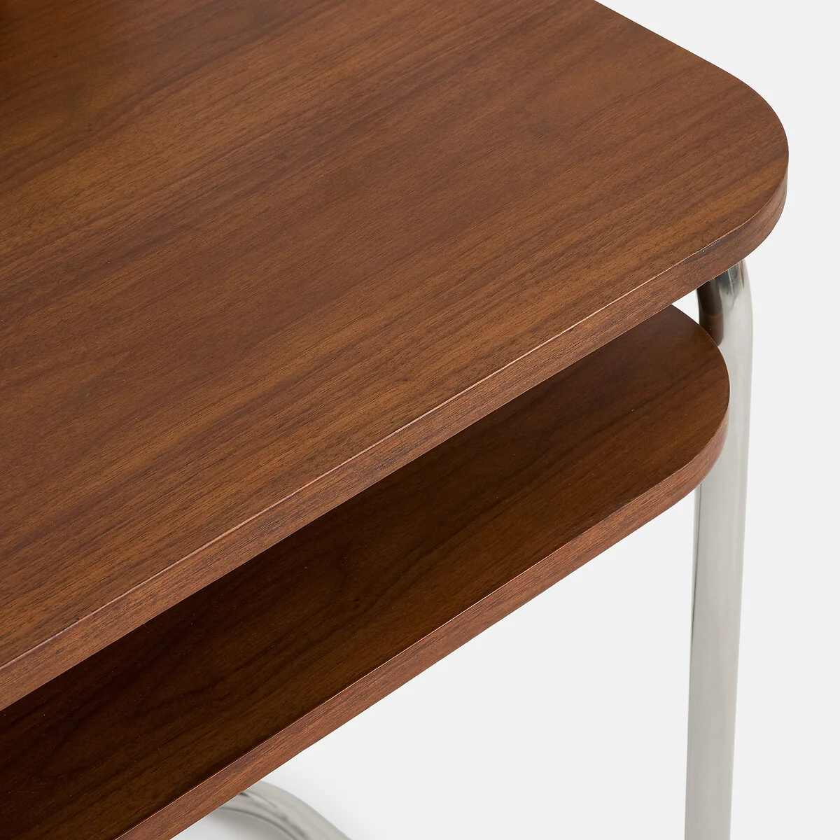 Marsso Walnut Veneer/Polished Steel Two-Tier Desk – image 4