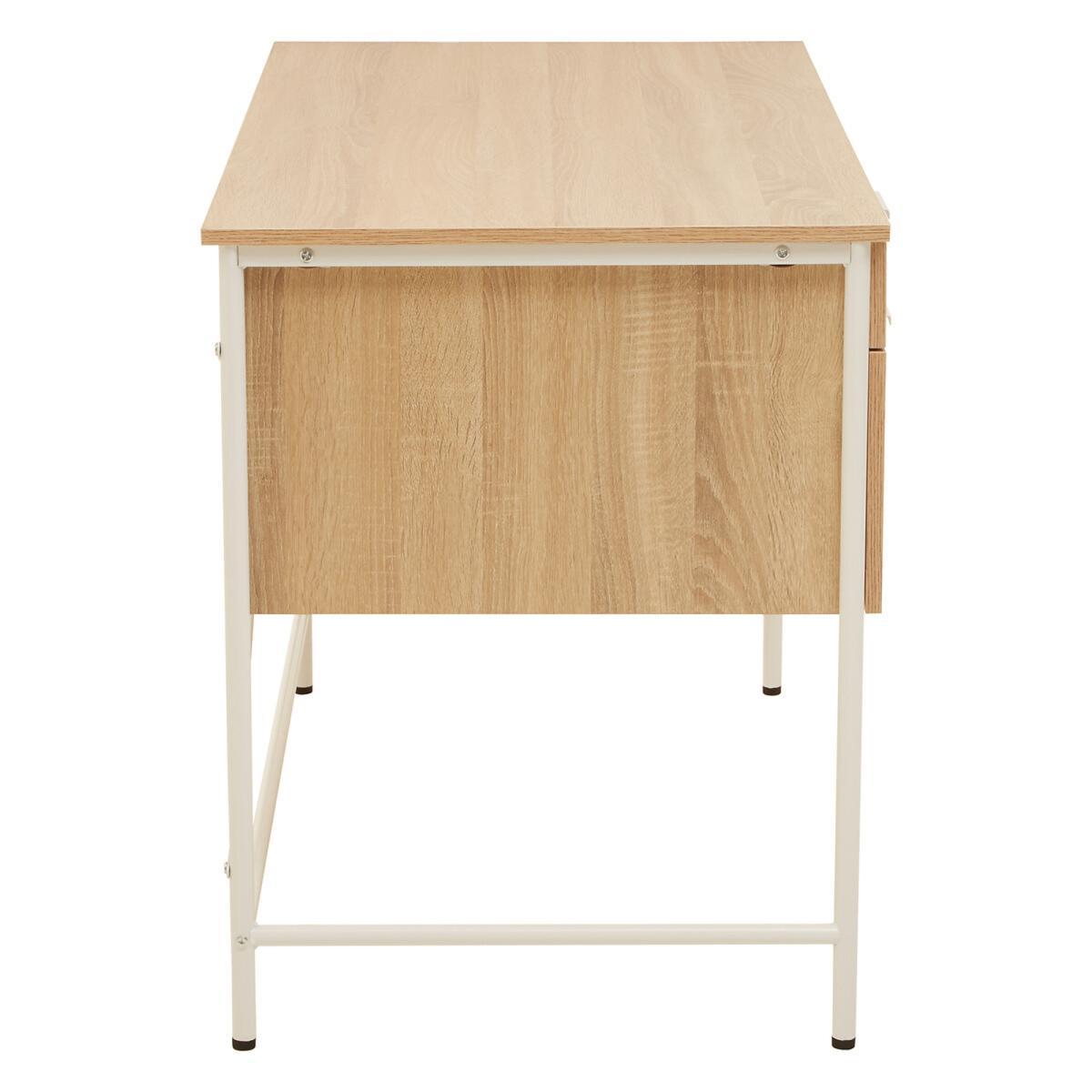 Industrial Style 2 Drawer Desk in Natural Oak Effect with White Frame – image 3