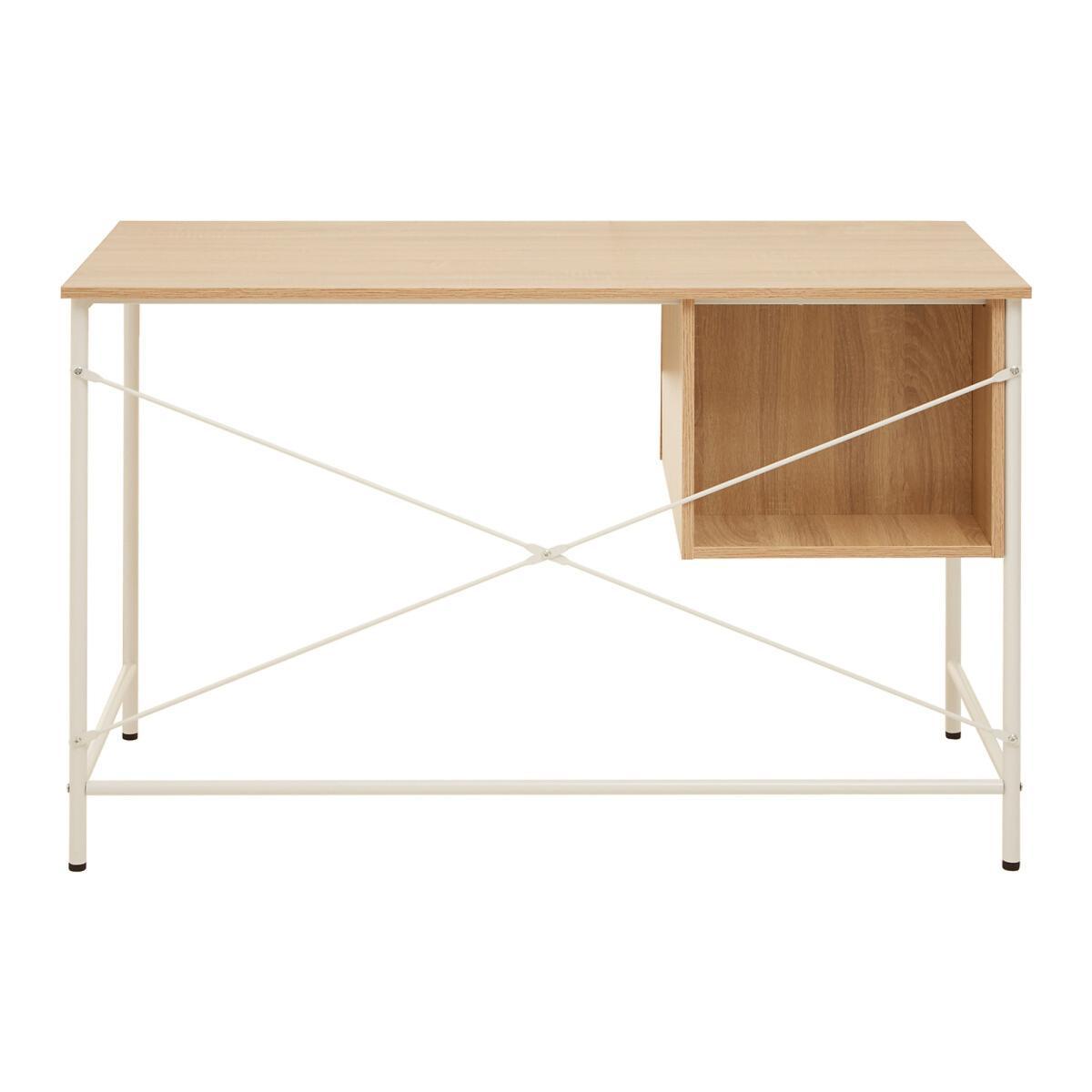 Industrial Style 2 Drawer Desk in Natural Oak Effect with White Frame – image 4