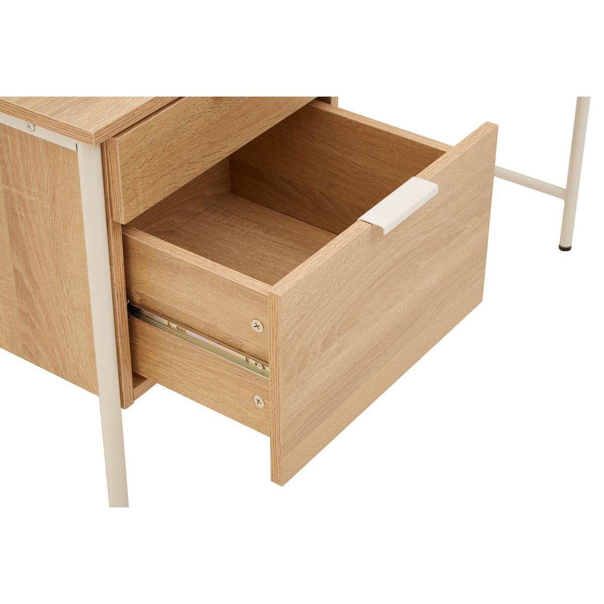 Industrial Style 2 Drawer Desk in Natural Oak Effect with White Frame – image 7