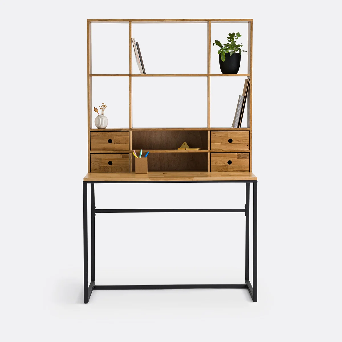 Hiba Riser Desk in Metal and Oak Veneer – image 3