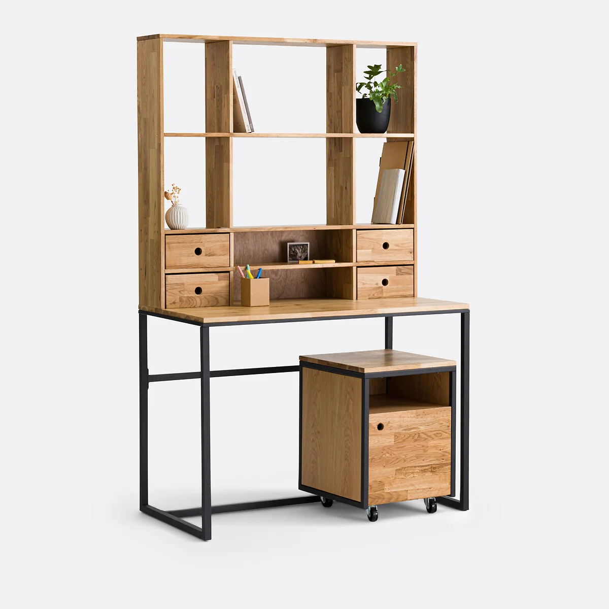 Hiba Riser Desk in Metal and Oak Veneer – image 5