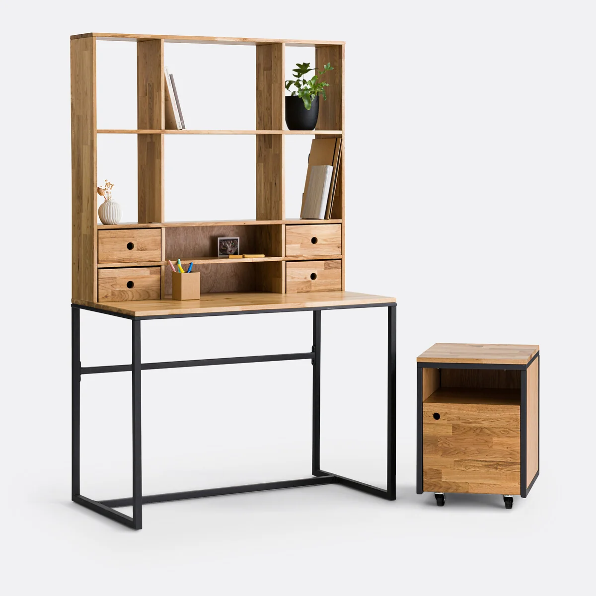 Hiba Riser Desk in Metal and Oak Veneer – image 6