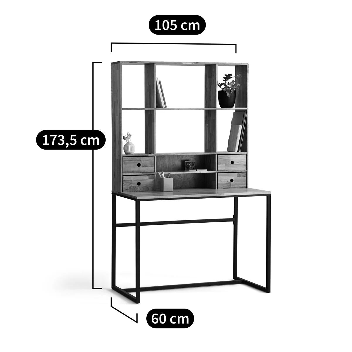 Hiba Riser Desk in Metal and Oak Veneer – image 7