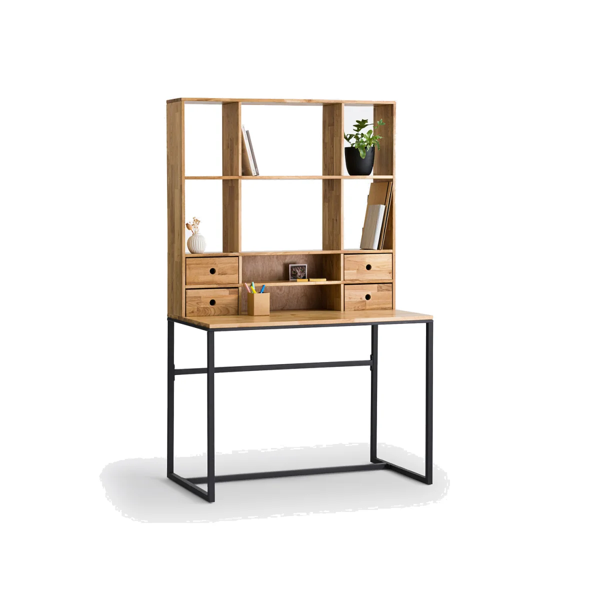 Hiba Riser Desk in Metal and Oak Veneer – image 1