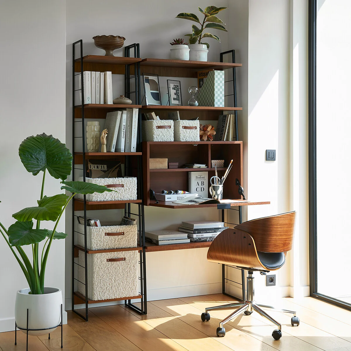 Watford Vintage Metal & Walnut Veneer Secretary Shelf Desk – image 2