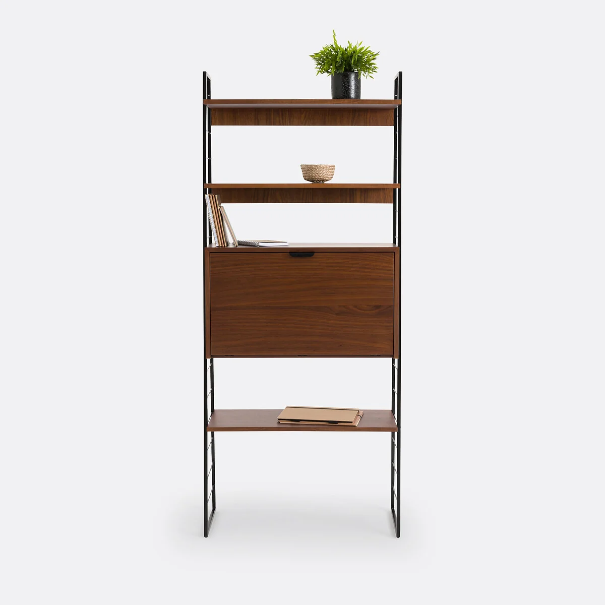 Watford Vintage Metal & Walnut Veneer Secretary Shelf Desk – image 3