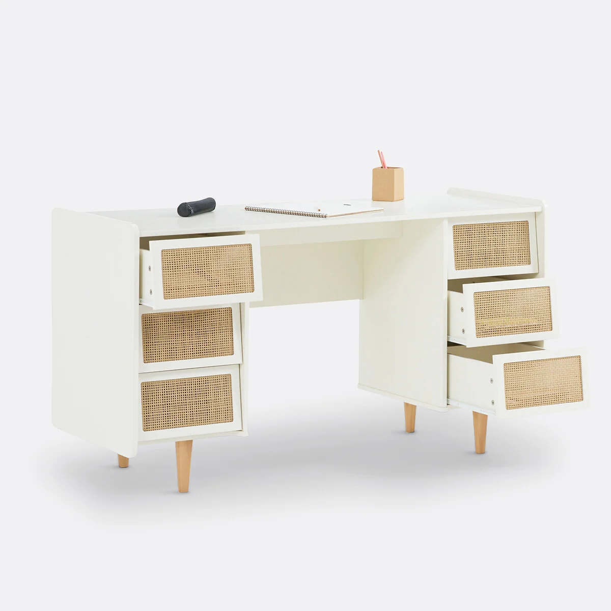 Kaya 6-Drawer Desk with 2 Cabinets – image 3