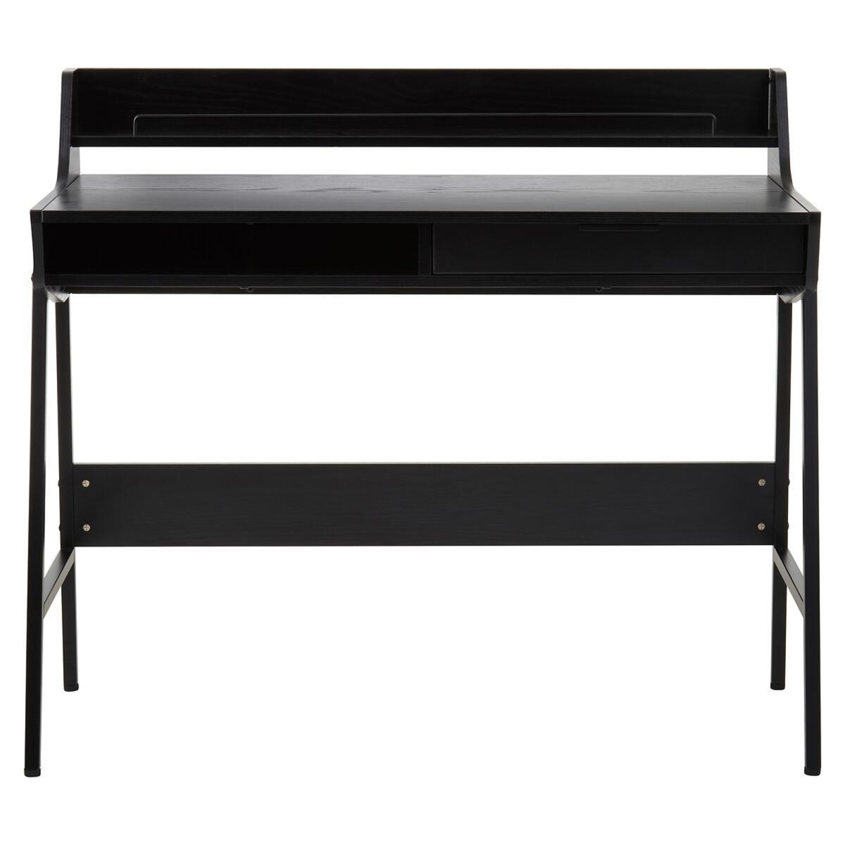 Black Oak Effect Single Drawer Desk with Black Frame – image 2