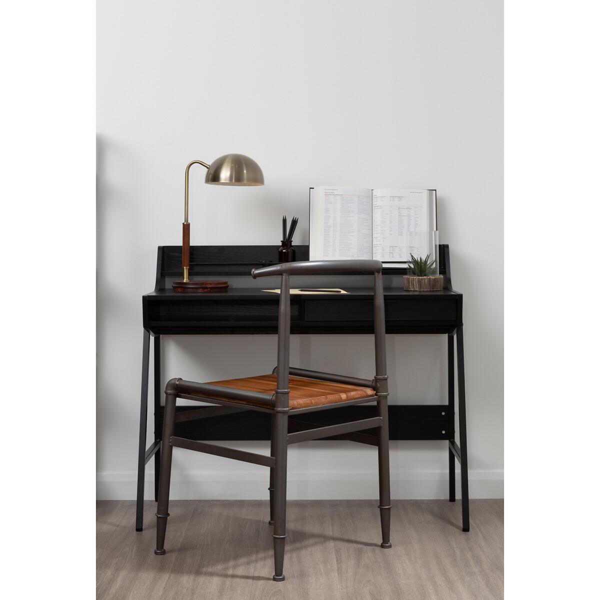 Black Oak Effect Single Drawer Desk with Black Frame – image 8