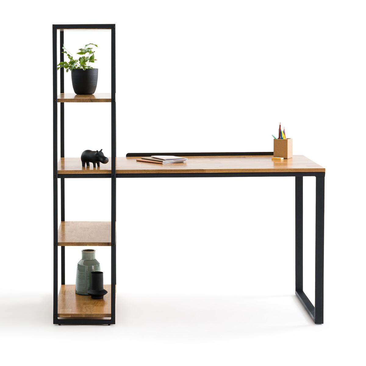 Hiba Oak & Metal Bookcase Desk – image 2