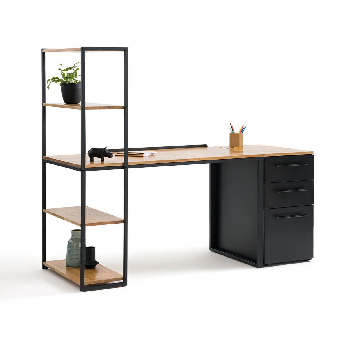 Hiba Oak & Metal Bookcase Desk – image 5