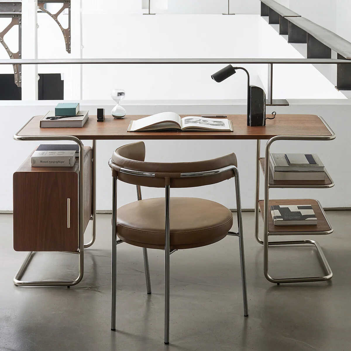 Emlyn Walnut Veneer Tubular Desk, Length 155cm – image 2