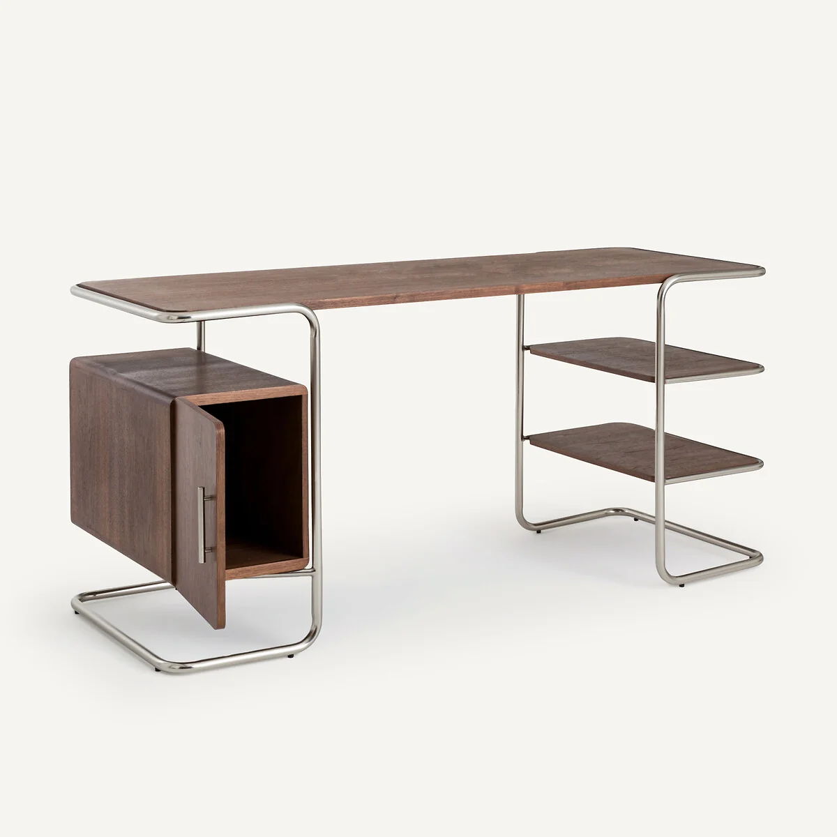 Emlyn Walnut Veneer Tubular Desk, Length 155cm – image 4