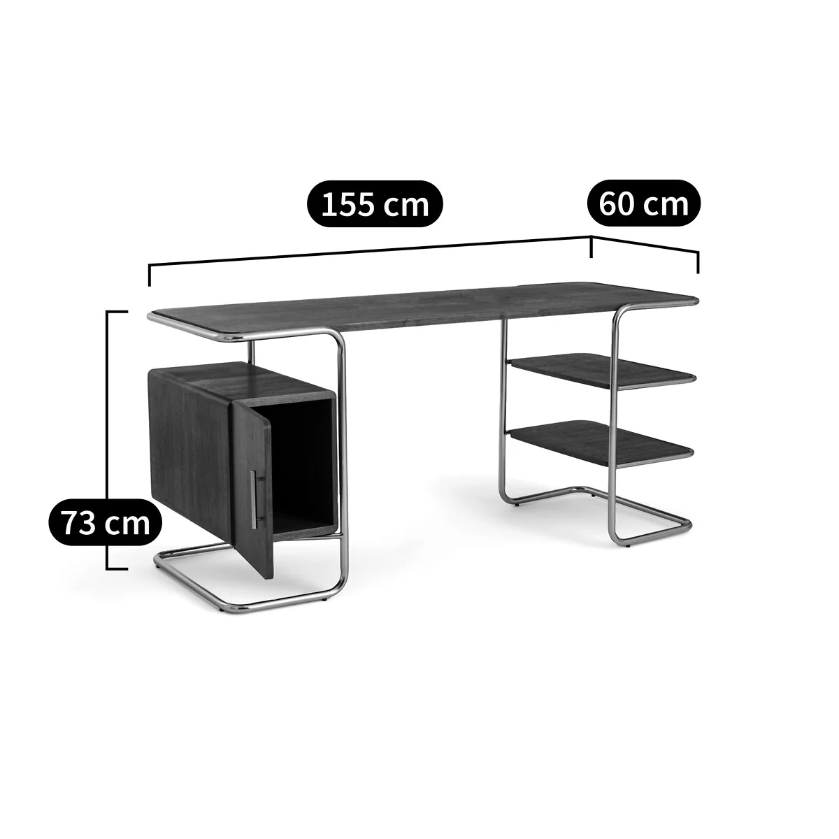 Emlyn Walnut Veneer Tubular Desk, Length 155cm – image 9
