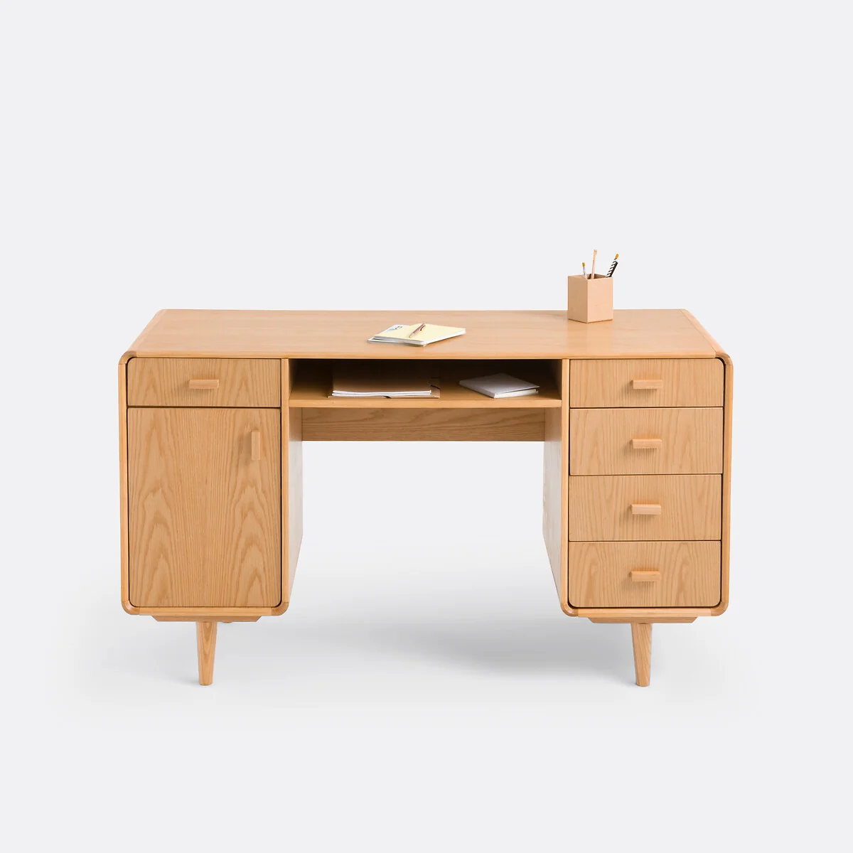 Miji Oak Veneered Desk with 2 Cabinets – image 2