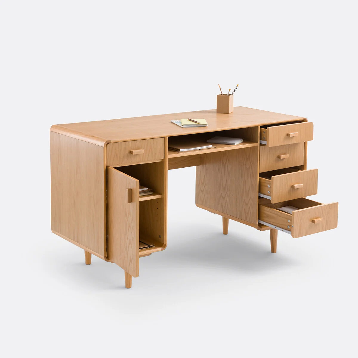 Miji Oak Veneered Desk with 2 Cabinets – image 3
