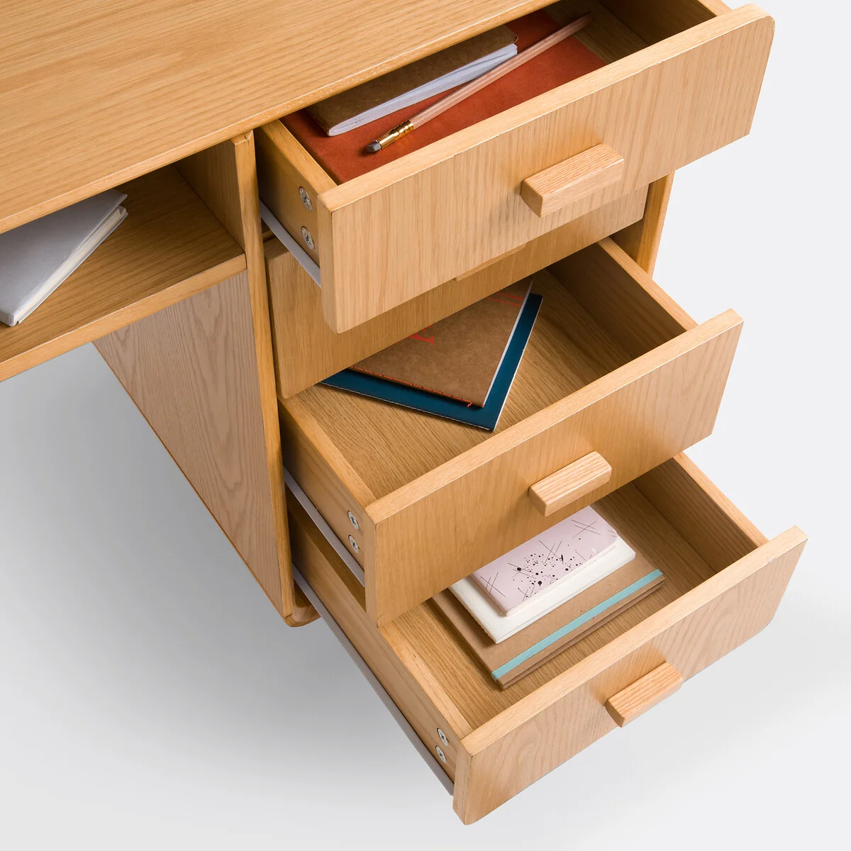 Miji Oak Veneered Desk with 2 Cabinets – image 4