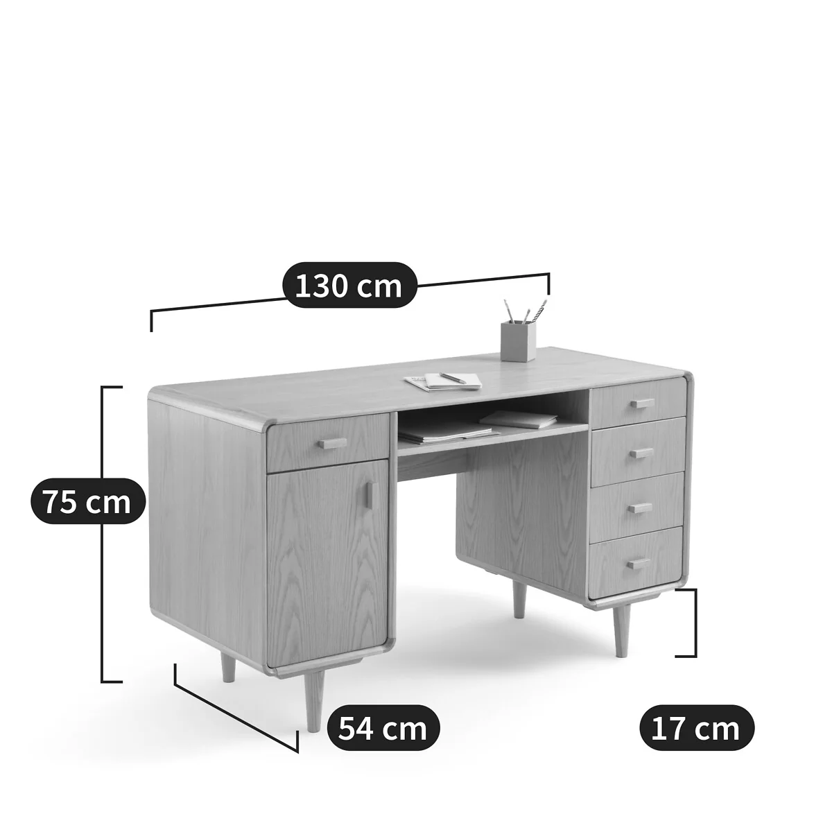 Miji Oak Veneered Desk with 2 Cabinets – image 7
