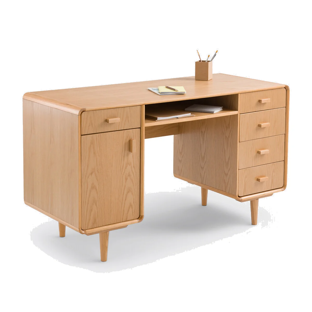 Miji Oak Veneered Desk with 2 Cabinets – image 1