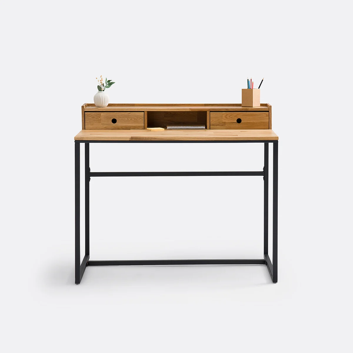 Hiba Low Riser Desk in Metal and Oak Veneer – image 3