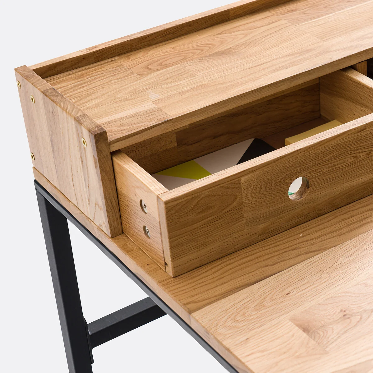 Hiba Low Riser Desk in Metal and Oak Veneer – image 4