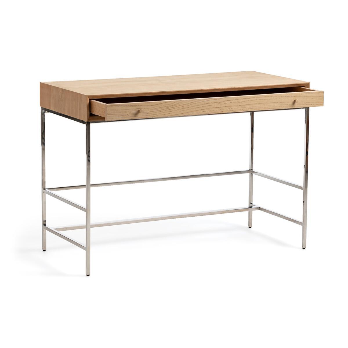 Zaim Oak Veneered and Chrome Desk – image 3