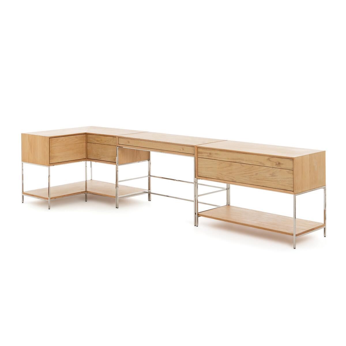 Zaim Oak Veneered and Chrome Desk – image 6