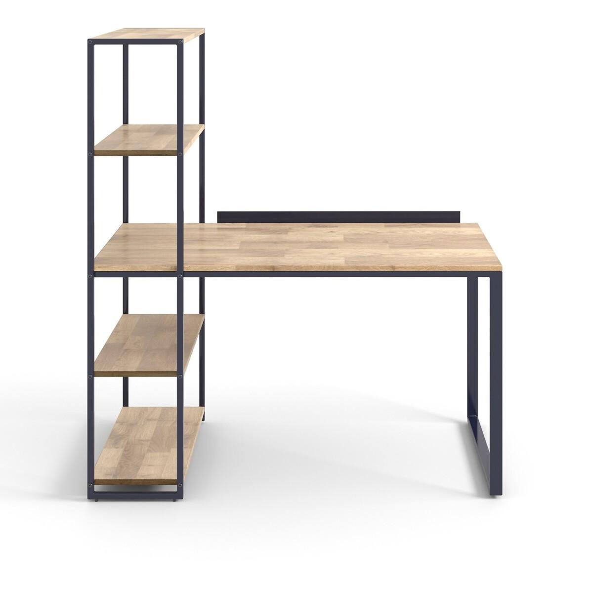 Hiba Steel/Solid Oak Desk with Shelving Unit – image 2