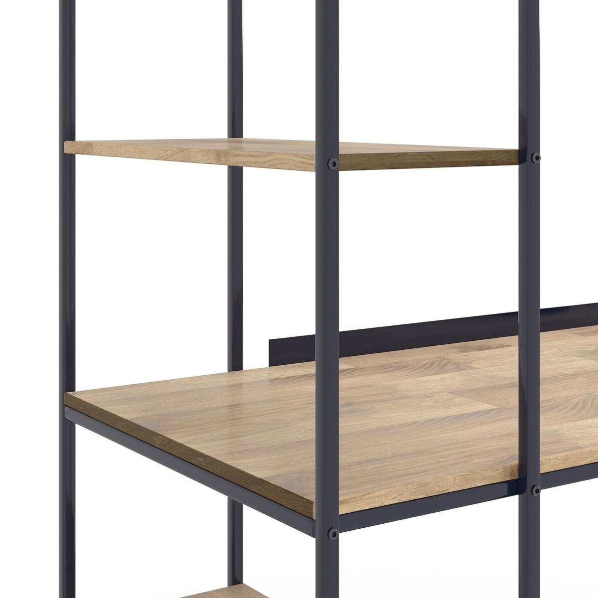 Hiba Steel/Solid Oak Desk with Shelving Unit – image 3