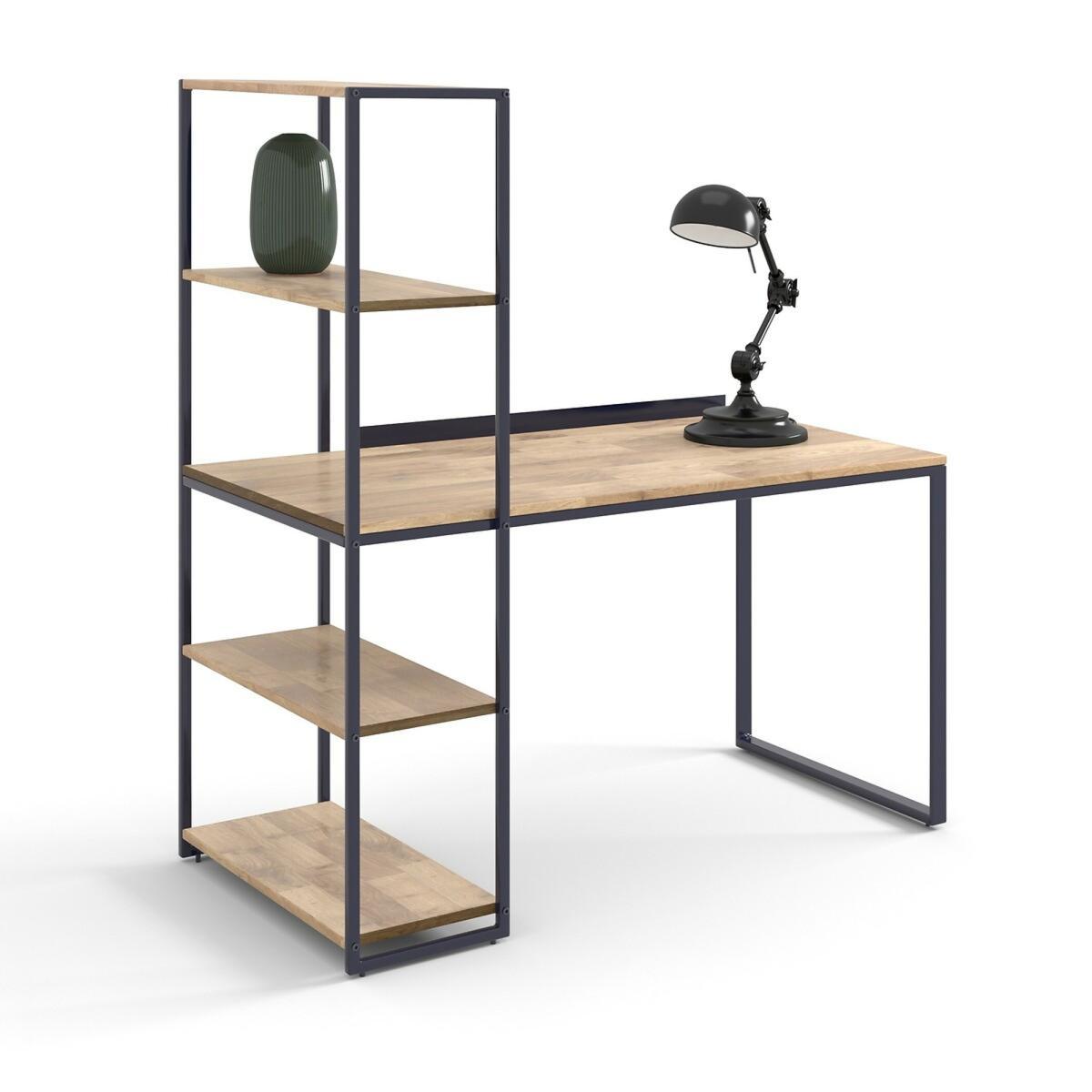 Hiba Steel/Solid Oak Desk with Shelving Unit – image 4
