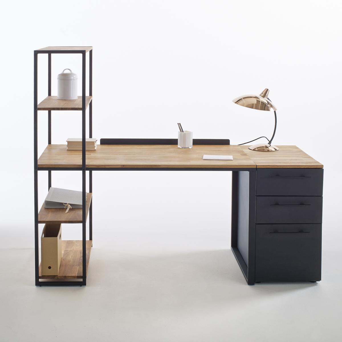 Hiba Steel/Solid Oak Desk with Shelving Unit – image 5