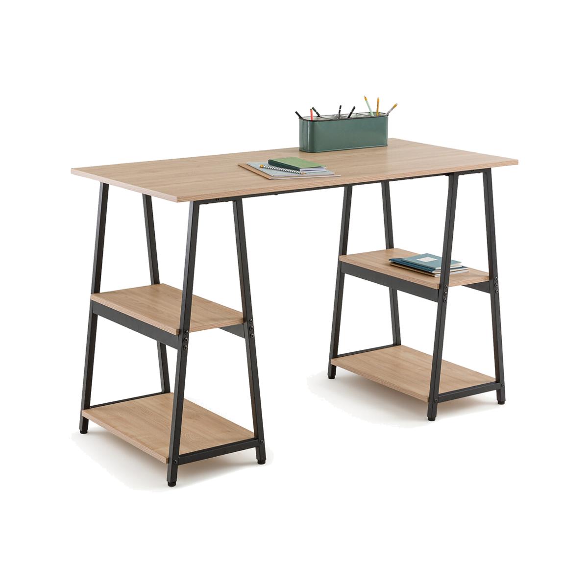 Norval Wood & Metal Trestle Desk – image 1