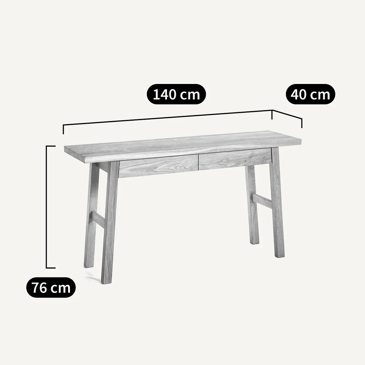 Liu Solid Oak Console Desk – image 5