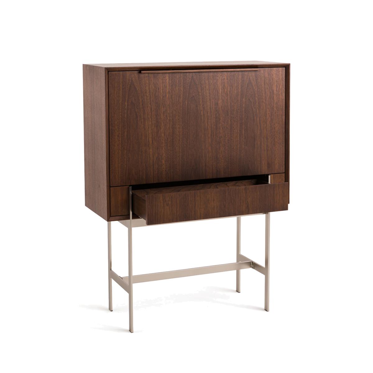 Killem Satin Nickel & Walnut Secretary Desk – image 1