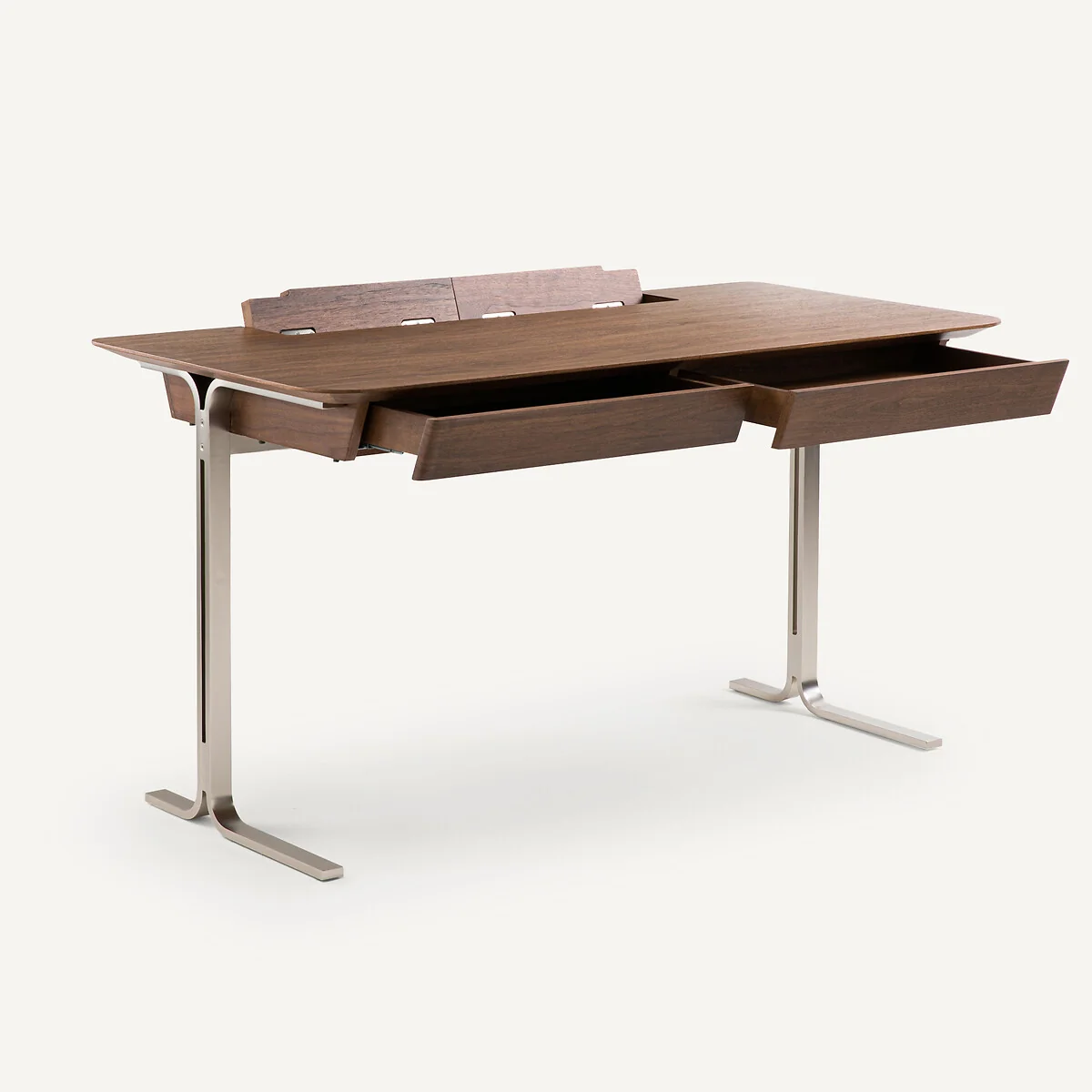 Jackson Desk in Walnut Veneer with Satin Nickel Legs – image 3