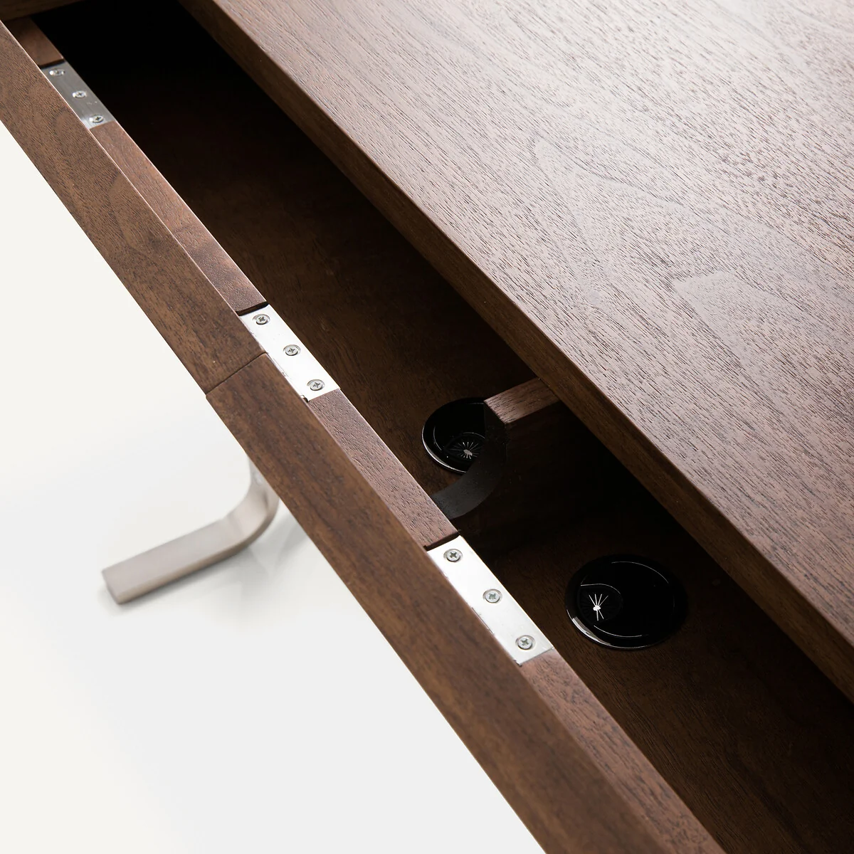 Jackson Desk in Walnut Veneer with Satin Nickel Legs – image 7