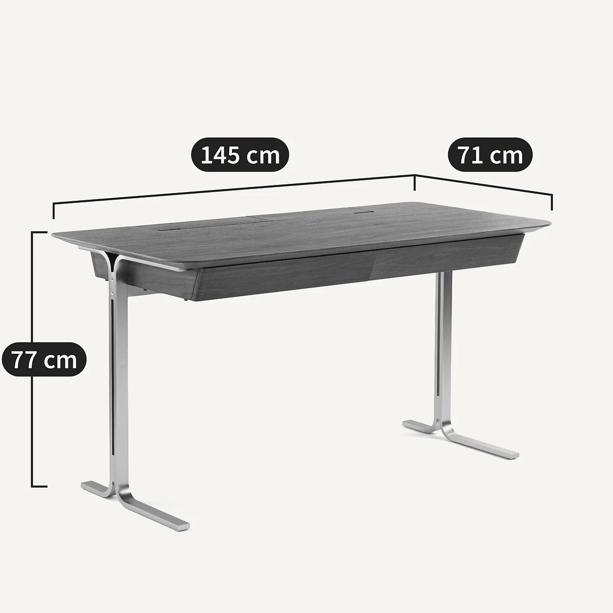 Jackson Desk in Walnut Veneer with Satin Nickel Legs – image 9