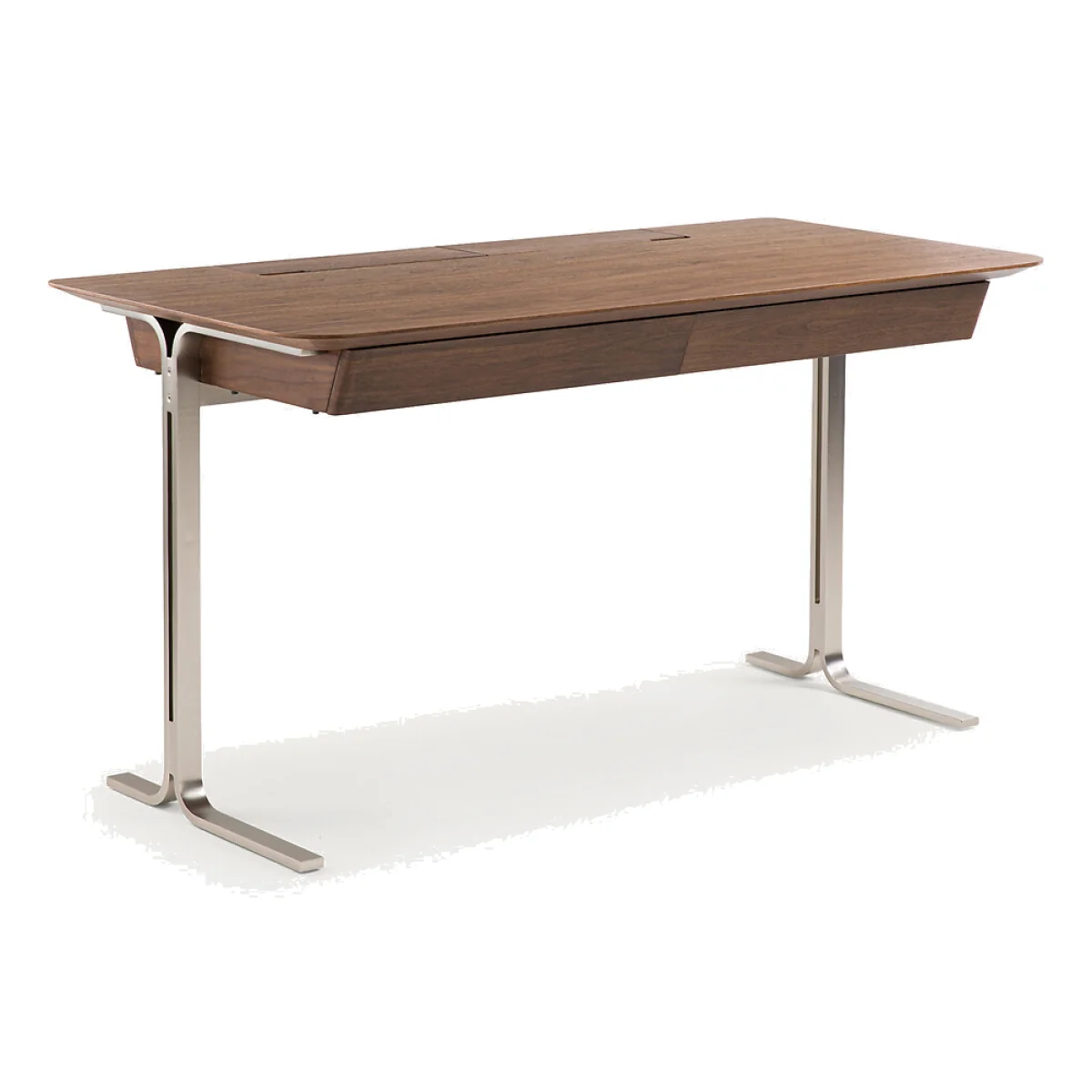 Jackson Desk in Walnut Veneer with Satin Nickel Legs – image 1