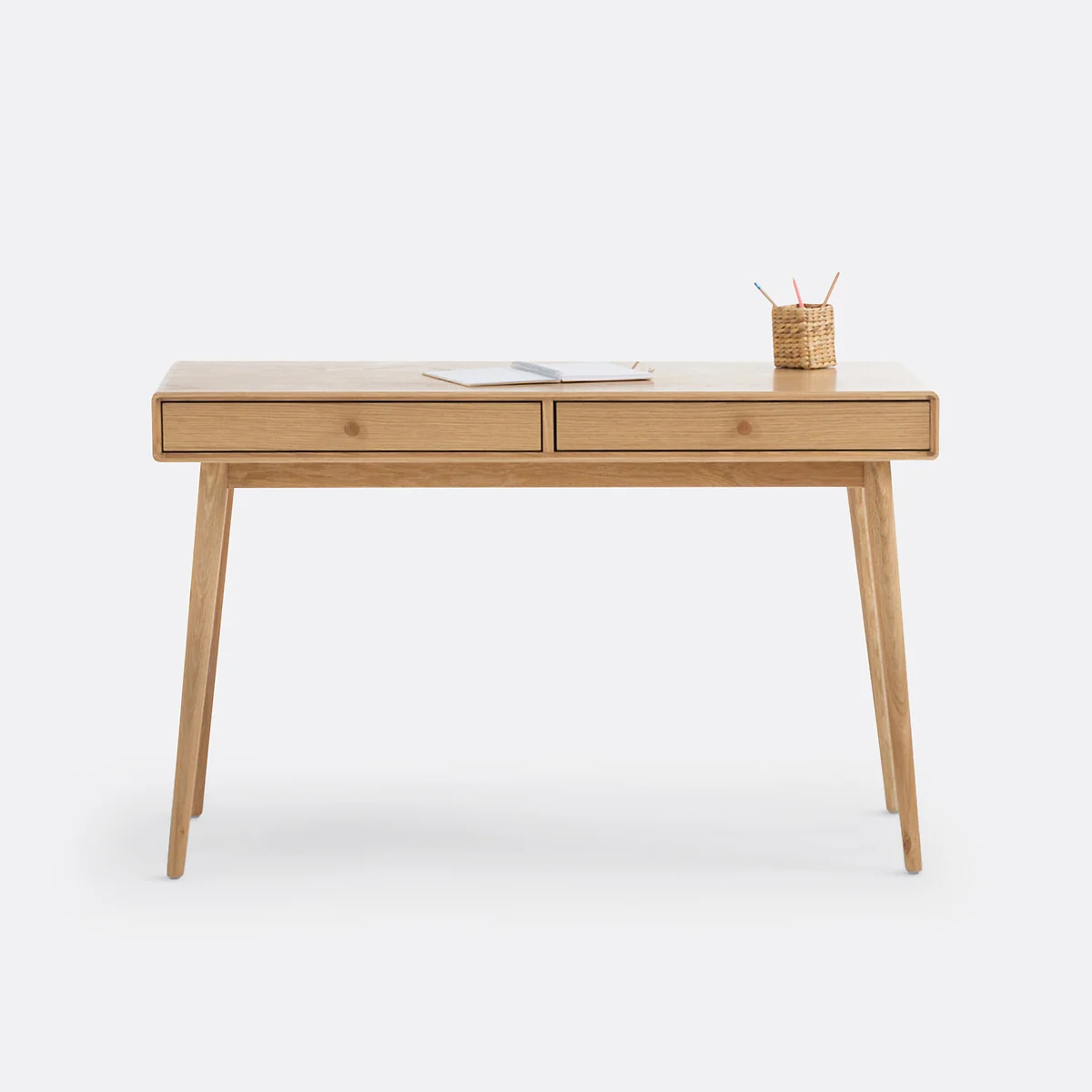 Miji Oak Veneer 2-Drawer Desk – image 2