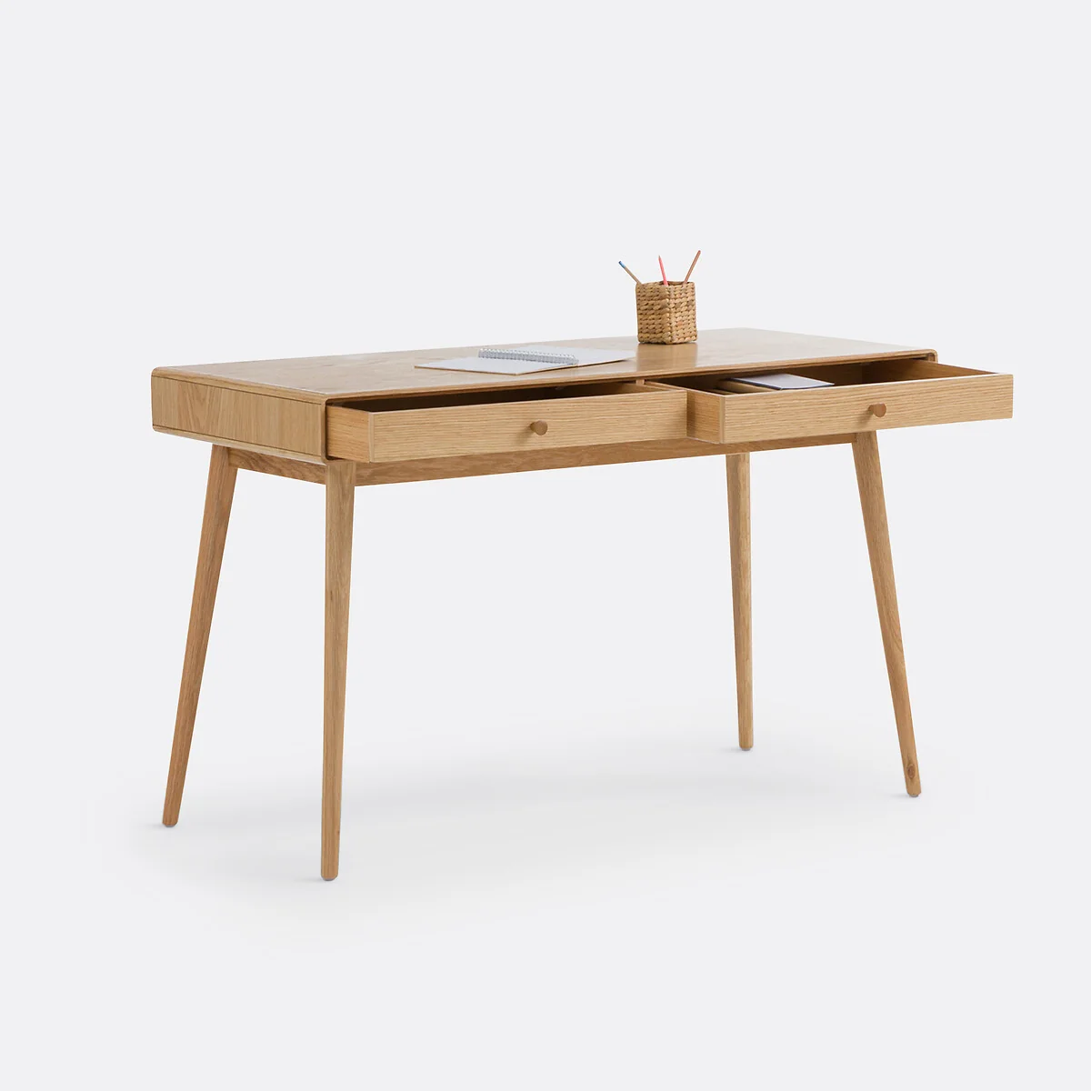 Miji Oak Veneer 2-Drawer Desk – image 3
