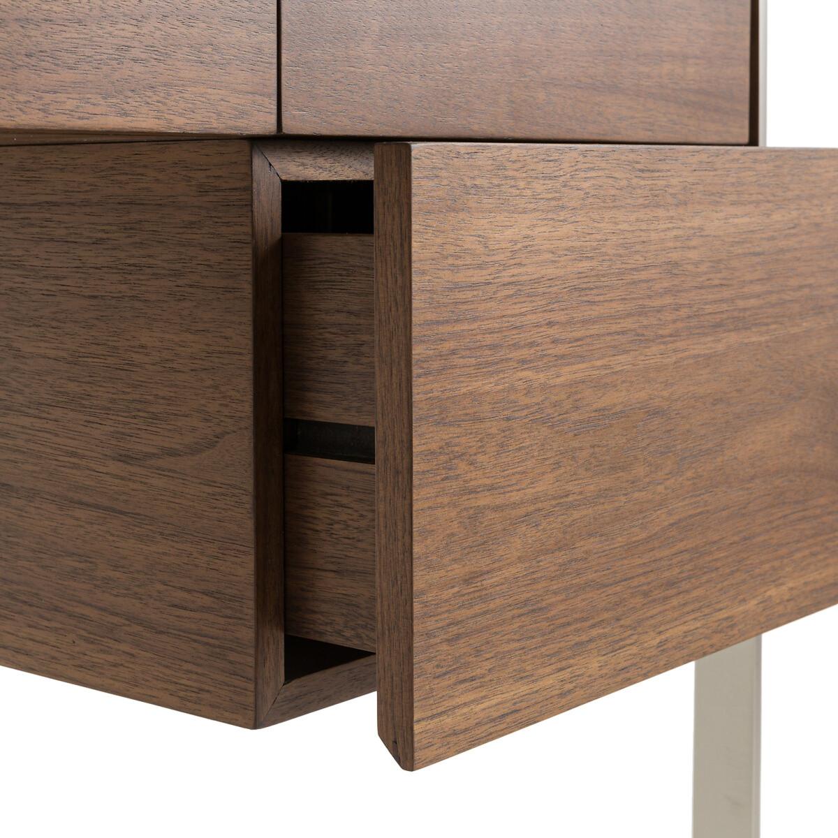 James Walnut Metal and Tempered Glass Desk – image 5
