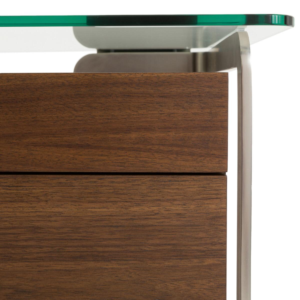 James Walnut Metal and Tempered Glass Desk – image 6
