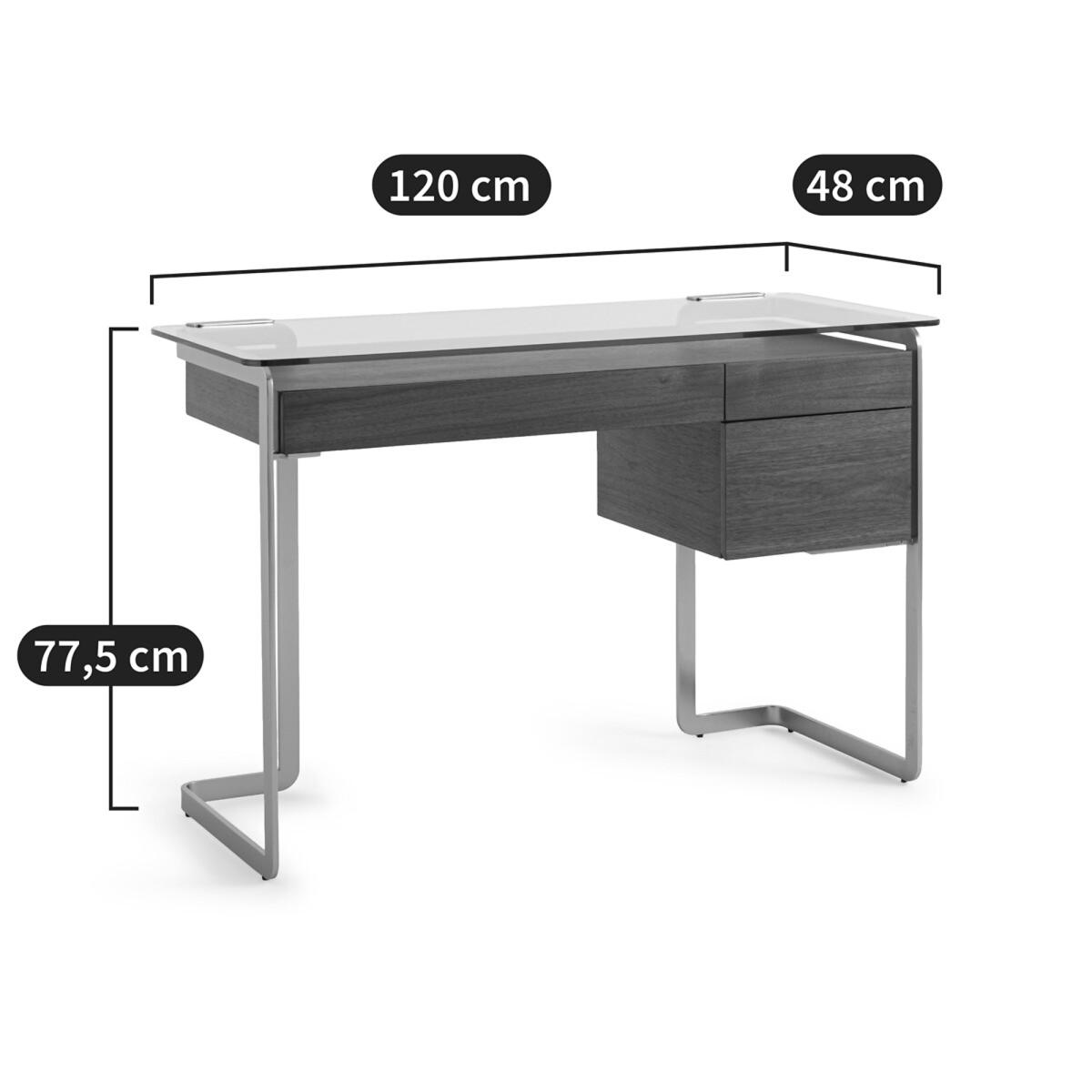 James Walnut Metal and Tempered Glass Desk – image 7