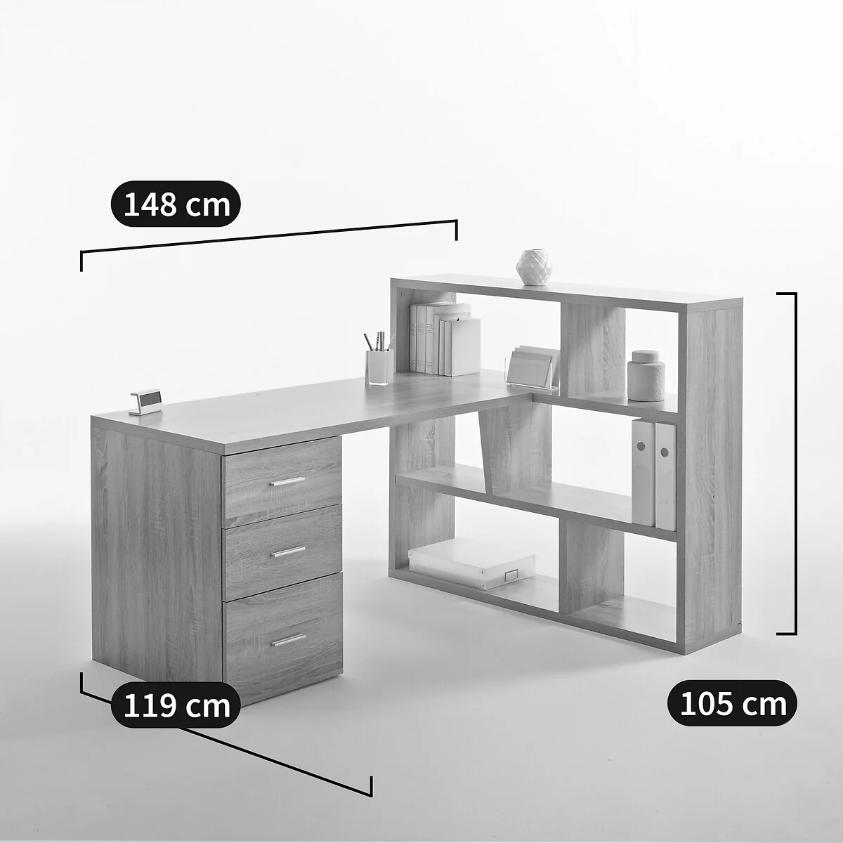 Fénon Reversible Desk with Bookcase – image 5