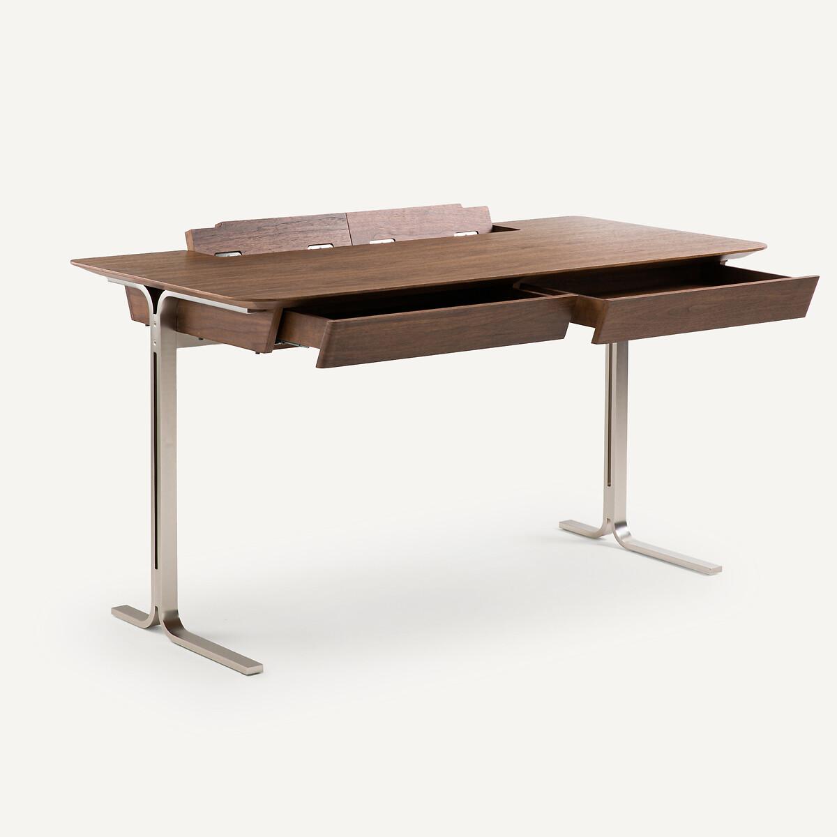 Jackson Walnut Veneered Desk with Satin Nickel Legs – image 2