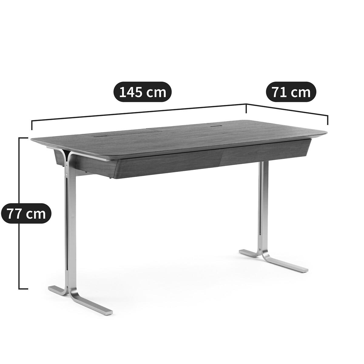 Jackson Walnut Veneered Desk with Satin Nickel Legs – image 12