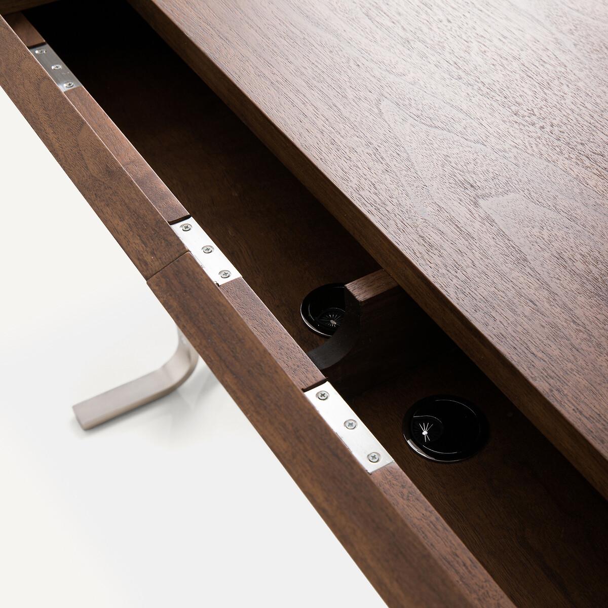 Jackson Walnut Veneered Desk with Satin Nickel Legs – image 6